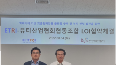 ETRI 호남권연구센터/(센터장 이길행)뷰티산업협회협동조합 (이사장 서동균)업무협약협정(LOI)체결